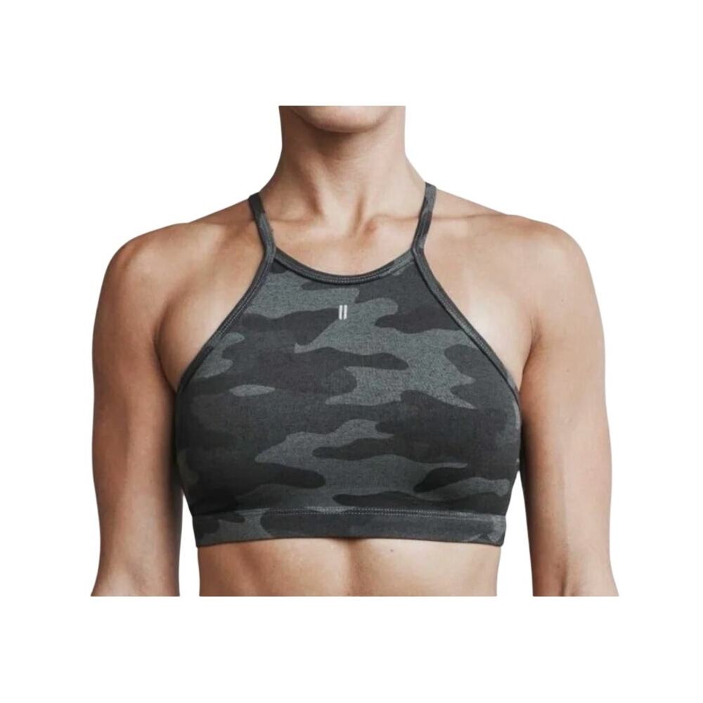 NoBull Charcoal Black Camouflage Racerback Camo Workout Athletic Sports Bra